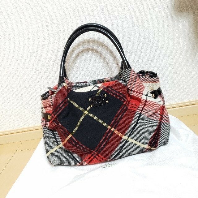 kate spade new york(ケイトスペードニューヨーク)の美品 kate spade チェック柄ウールバッグ レディースのバッグ(ショルダーバッグ)の商品写真