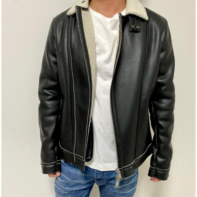 【美品】ARMANI EXCHANGE アルマーニ レザー ボア ライダース