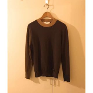 マルニ(Marni)のmarniマルニブロックカラーデザインニットセーター黒茶色ベージュバイカラー(ニット/セーター)