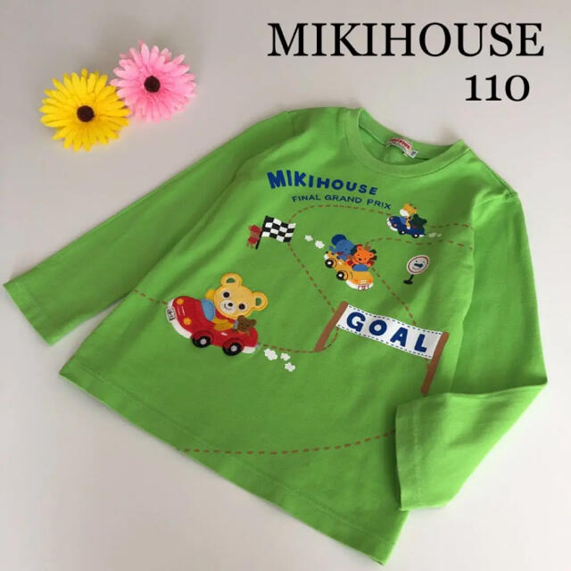 mikihouse(ミキハウス)のミキハウス　長袖　シャツ　ロンT 110  プッチー君　車　レース　 キッズ/ベビー/マタニティのキッズ服男の子用(90cm~)(Tシャツ/カットソー)の商品写真