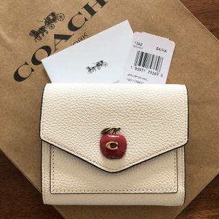 新品未使用品コーチ袋付きCOACHホワイトグリーンアップル