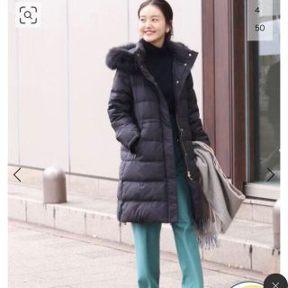 2019aw P/タフタ ロングダウンコート　ネイビー