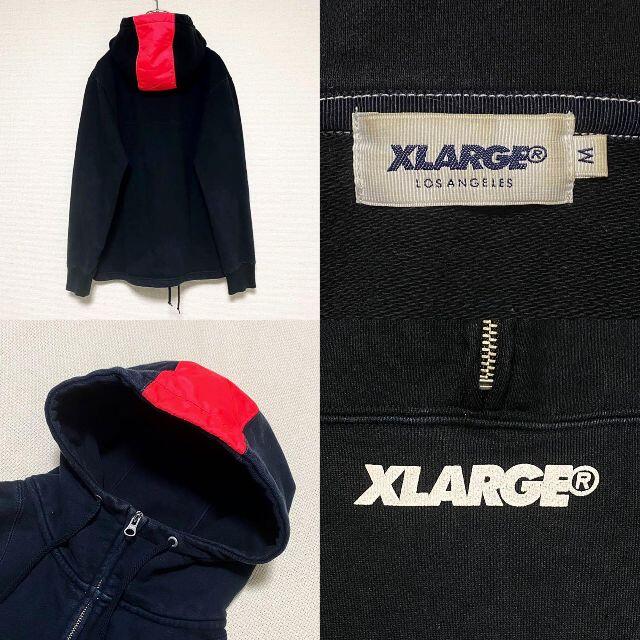 XLARGE(エクストララージ)のエクストララージ ハーフジップ パーカー プルオーバー ブラック ピンク 古着 メンズのトップス(パーカー)の商品写真