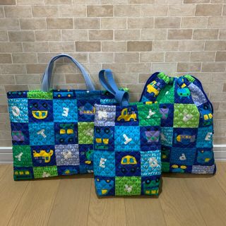 乗り物 入園入学3点セット ハンドメイド(バッグ/レッスンバッグ)