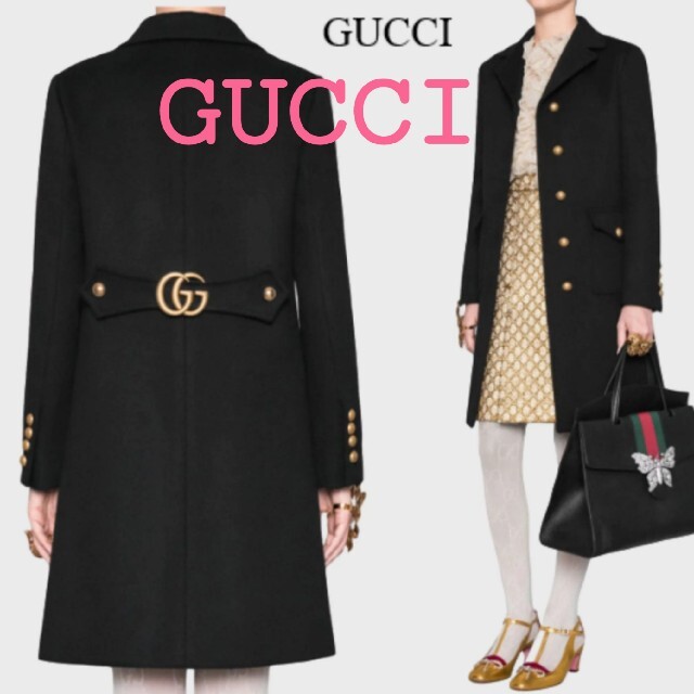 Gucci(グッチ)の新品タグ付き♥️GUCCIダブルG♥️ブラックコート レディースのジャケット/アウター(ロングコート)の商品写真