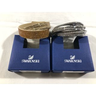 スワロフスキー(SWAROVSKI)のスワロフスキー　二重　グレー　ゴールド　ブレスレット(ブレスレット/バングル)