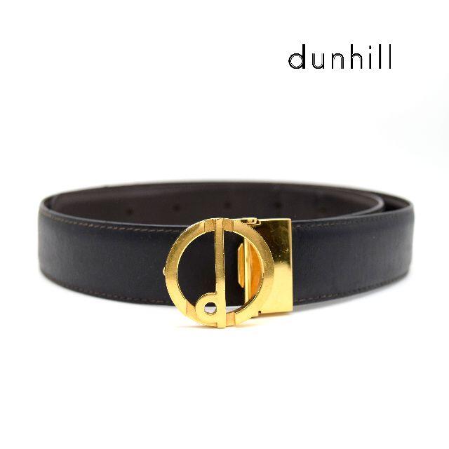 《一点物》dunhill ベルト ゴールド レザー ピン式 メンズ ヴィンテージ