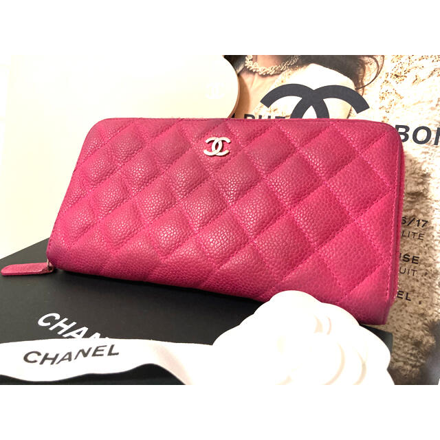 CHANEL シャネル キャビアスキン マトラッセ ラウンドファスナー  長財布