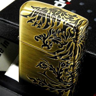 ジッポー(ZIPPO)の送料無料☆zippo☆3面加工☆アンティークゴールド☆鳳凰☆ジッポ(タバコグッズ)