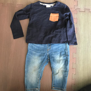 ザラキッズ(ZARA KIDS)のZARA Baby デニム パンツ　DADWAY Tシャツセット(パンツ)