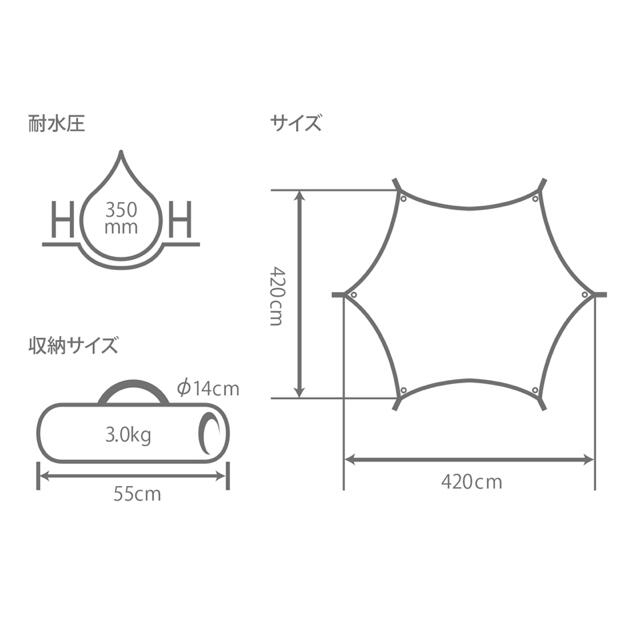 オールライトタープ　dod ヘーキサタープ　ブラック