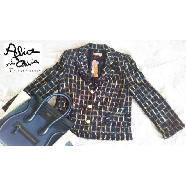 【新品・タグ付】alice+olivia テーラードツィードジャケット　８分袖