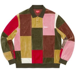 シュプリーム(Supreme)のsupreme  Patchwork Velour L/S Polo(ポロシャツ)