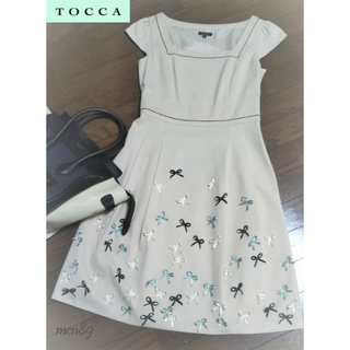 トッカ(TOCCA)の【美品】TOCCA　プリムリボン　ワンピース　０(ひざ丈ワンピース)