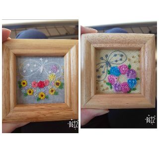 ミナペルホネン(mina perhonen)のつくし様専用ミナペルホネン お花の刺繍 ハンドメイド 壁掛け(アート/写真)