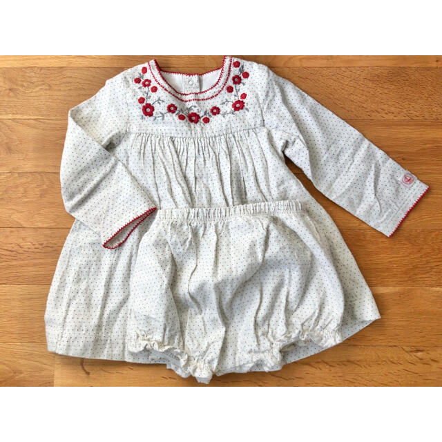 PETIT BATEAU(プチバトー)のプチバトー★ロンパース&パンツセット キッズ/ベビー/マタニティのベビー服(~85cm)(ワンピース)の商品写真