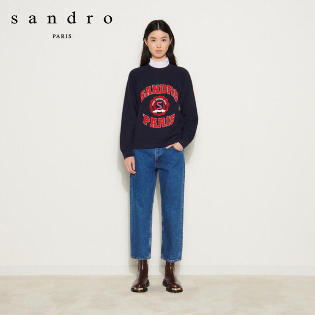 Sandro(サンドロ)の❤️Sandro2020新作　新品　紺色　トップス　2色　綺麗上品 レディースのトップス(トレーナー/スウェット)の商品写真