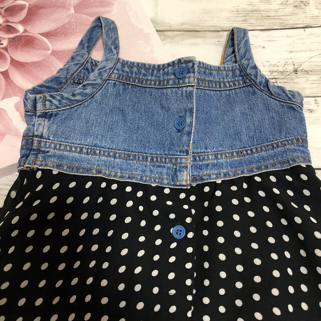 デニム＆シフォンのワンピース 90 キッズ/ベビー/マタニティのキッズ服女の子用(90cm~)(ワンピース)の商品写真