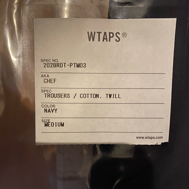 W)taps(ダブルタップス)のブラック　Mサイズ  20AW WTAPS CHEF /TROUSERS メンズのパンツ(ワークパンツ/カーゴパンツ)の商品写真