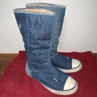 アグ(UGG)のUGG  アグ　ムートンブーツ　デニム　ブルー　ダメージ加工(ブーツ)