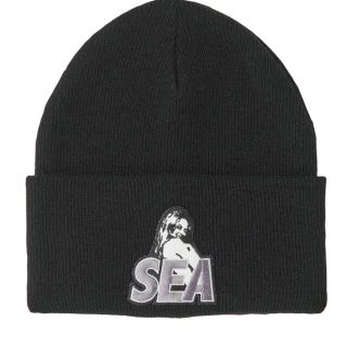 ヒステリックグラマー(HYSTERIC GLAMOUR)のwind and sea hys knit cap black(ニット帽/ビーニー)