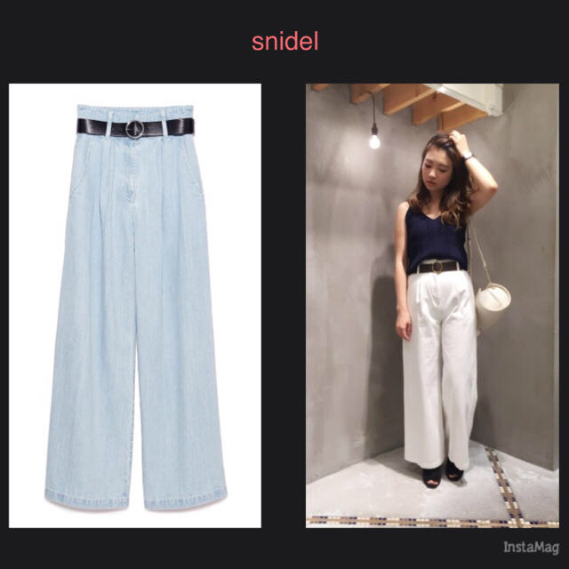 SNIDEL(スナイデル)のベルト付きワイドデニムパンツ レディースのパンツ(デニム/ジーンズ)の商品写真