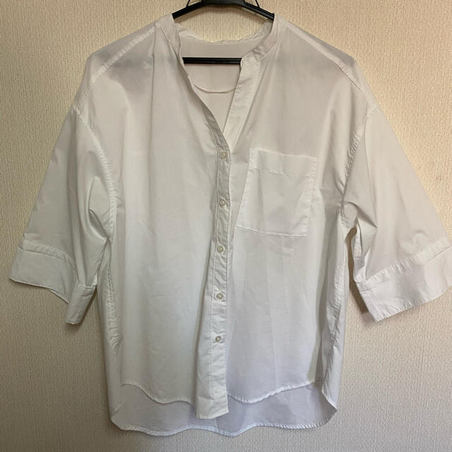 GU(ジーユー)のGU ワイドスリーブシャツ(5分袖) ホワイト レディースのトップス(シャツ/ブラウス(半袖/袖なし))の商品写真