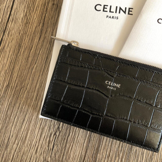 シンプルでおしゃれ 未使用級✨ セリーヌ 現行 カードケース クロコ型