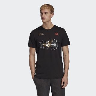 アディダス(adidas)のadidas　M MARVEL BLK PAN Tシャツ 黒O(Tシャツ/カットソー(半袖/袖なし))