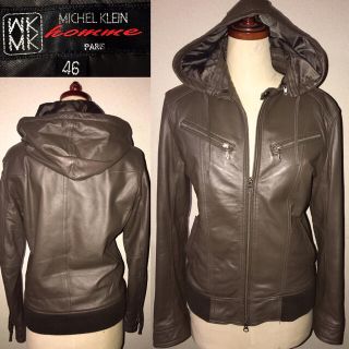 エムケーミッシェルクランオム(MK MICHEL KLEIN homme)の新品近い美品ミッシェルクラン送料込定価6万程羊皮革ラムレザージャケットライダース(レザージャケット)