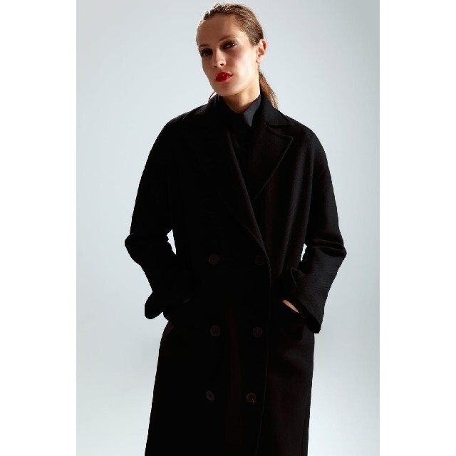 ザラ　新品　コート　ウール　ウールコート　ブラック　黒　ロングコート