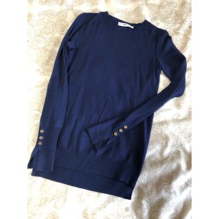 ザラ(ZARA)のZARA 完売 ネイビー ニット ゴールド ボタン 金(ニット/セーター)