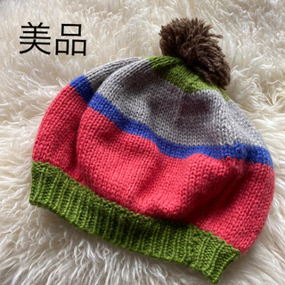 美品☆ニット帽子 マルチカラー 女の子 S 48〜52 冬小物 手袋 マフラー(帽子)