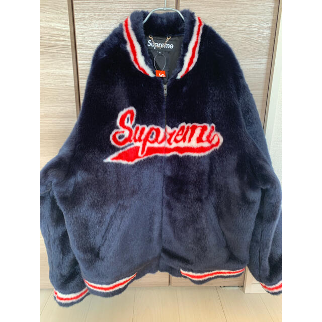 SUPREME Faux Fur Varsity Jacket 新品 M ファー