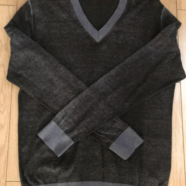 メンズHUGO BOSS   メンズ　100%バウムウールセーター　黒×グレー