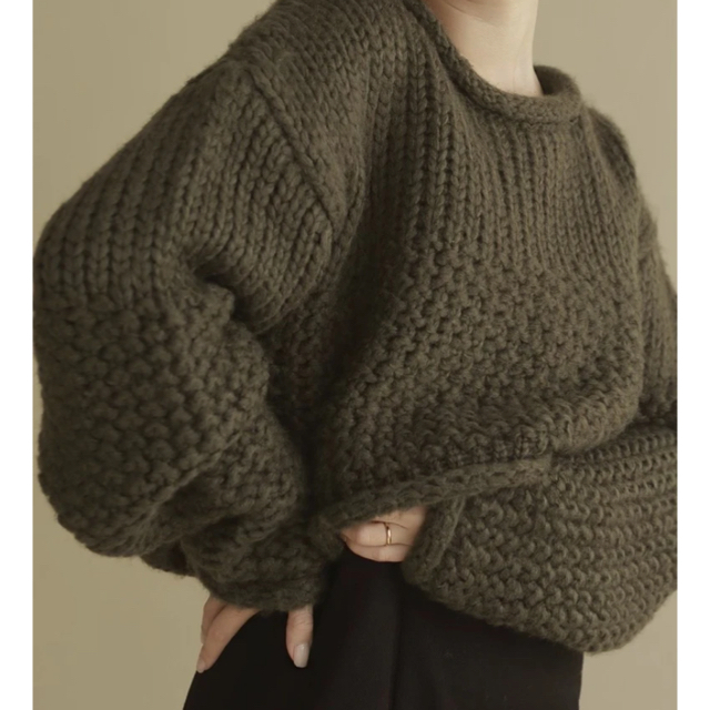 TODAYFUL(トゥデイフル)のlouren basket short knit (khaki) レディースのトップス(ニット/セーター)の商品写真
