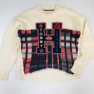 トミーヒルフィガー(TOMMY HILFIGER)のトミーヒルフィガー★レディース ビックロゴ ミドリフトップ ニット（Free）(ニット/セーター)