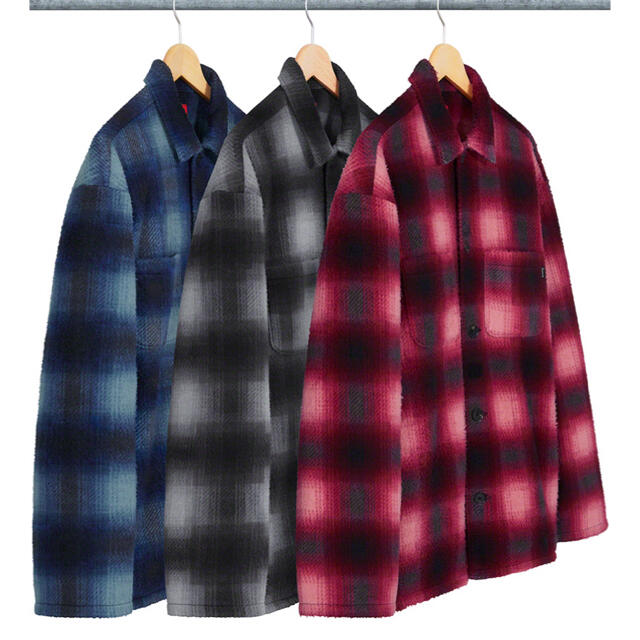 supreme XL Shadow Plaid Fleece Shirt ファッションデザイナー 51.0