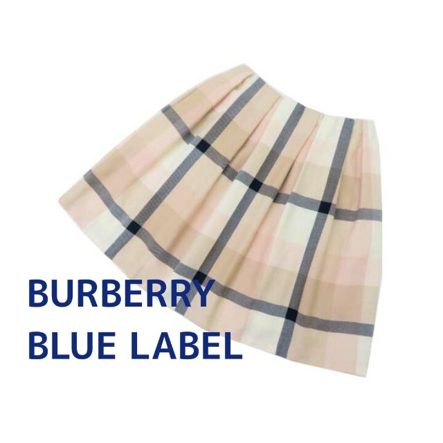 BURBERRY BLUE LABEL(バーバリーブルーレーベル)の【BURBERRY BLUE LABEL】ピンクベージュ系チェック柄スカート レディースのスカート(ひざ丈スカート)の商品写真