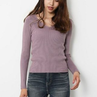 リエンダ(rienda)のriendaリエンダWashable VN RIB Knit TOPニット(ニット/セーター)