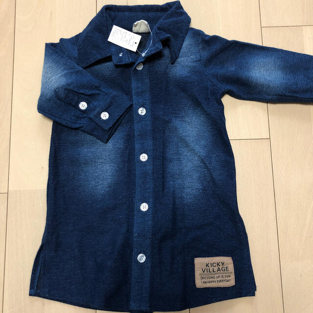 しまむら(シマムラ)のデニムワンピース　新品 キッズ/ベビー/マタニティのキッズ服女の子用(90cm~)(ワンピース)の商品写真