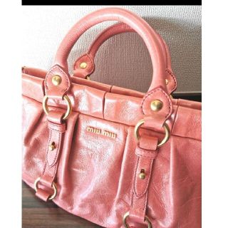 極美品!MIUMIUサーモンピンク ハンドバッグ ショルダーバッグ