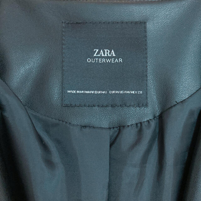 ZARA フリルレザーライダースジャケット　ブラック