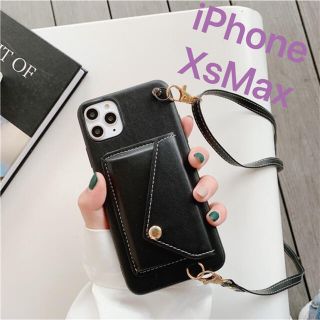 ★iPhoneケース PUレザー スマホポーチ  カード入れ シンプル　黒(iPhoneケース)