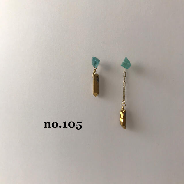 no.105 ブルーアパタイト 水晶 天然石ピアス イヤリング