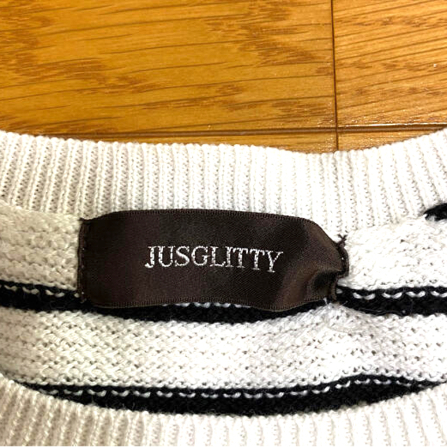 JUSGLITTY(ジャスグリッティー)のJUSGLITTY パーツ付 ボーダーニット 2 レディースのトップス(ニット/セーター)の商品写真