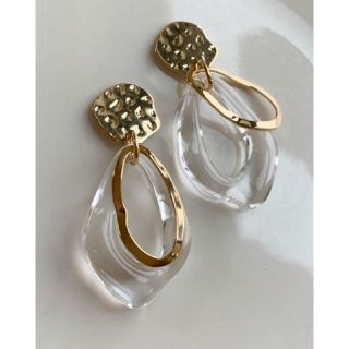 ゴールド×クリア 雫 ピアス ドロップ(ピアス)