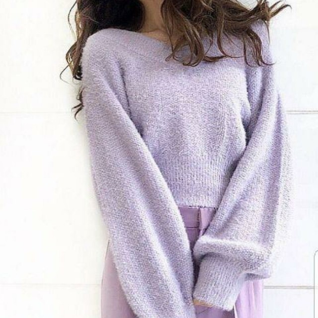 riendaラメシャギーパフSLV Knit TOPニット