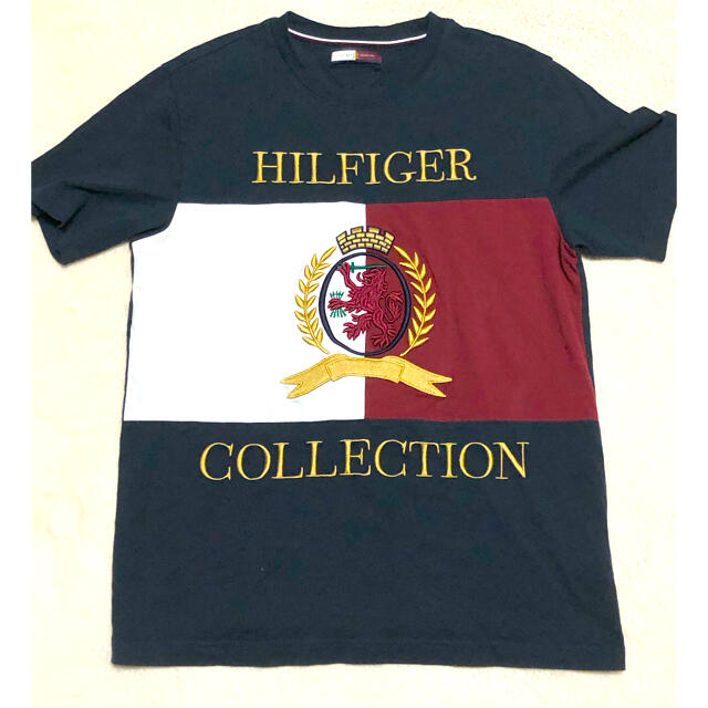 美品 ヒルフィガーコレクション HCM Crest & Flag Teeネイビー