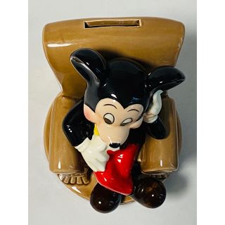 珍品】ミッキーマウス 木製 貯金箱(鍵付) フランス製 アンティーク